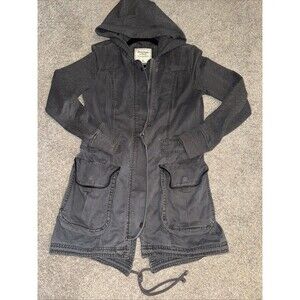 Y2K Adirondack Hood Jacket Utility Grunge Army Green Women Abercrombie Fitch Med